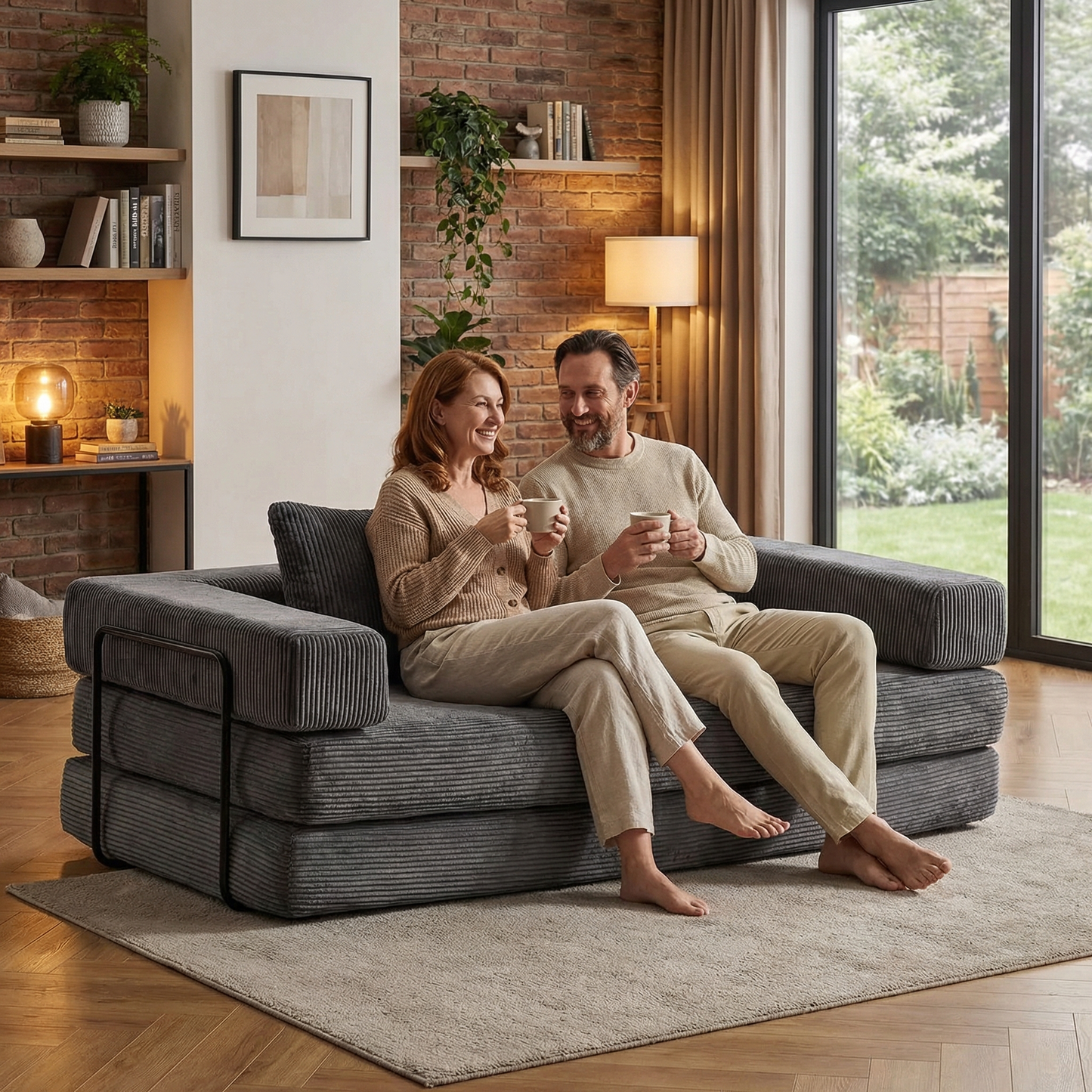 Canapé-lit convertible en velours côtelé